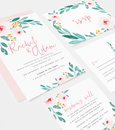 Blush floral watercolour invitation suite | Blush floral watercolour invitation | RSVP | Wishing well | Something Peach | Melbourne wedding