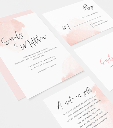 Peach watercolour calligraphy wedding invitation suite | Peach watercolour wedding invitation | RSVP | Wishing well | Something P