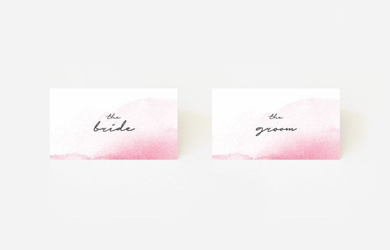 Pink watercolour place cards | Something Peach | Melbourne wedding
