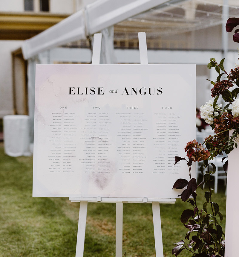 Modern blush watercolour table seating chart | Something Peach | Melbourne wedding