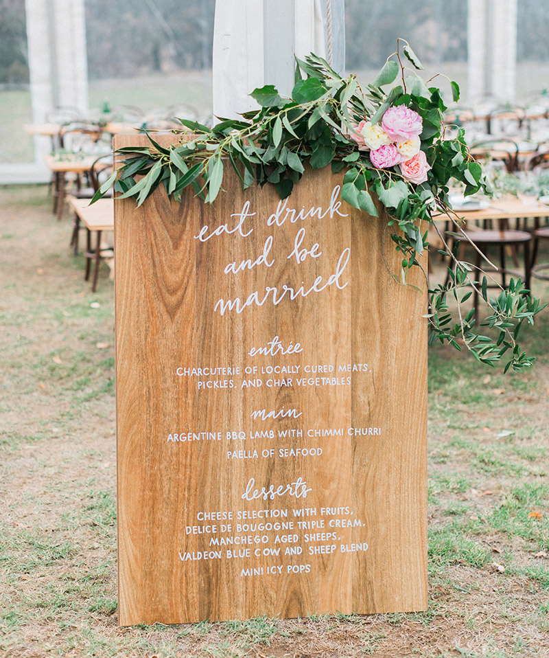 Handwritten wood sign | Menu sign | Wood sign | Wedding sign Melbourne | Something Peach | Melbourne wedding