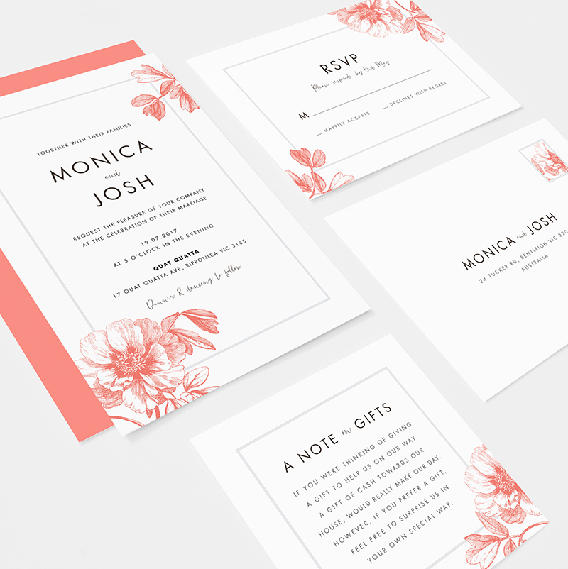 Modern floral wedding invitation suite | Modern floral wedding invitation | RSVP | Wishing well | Something P