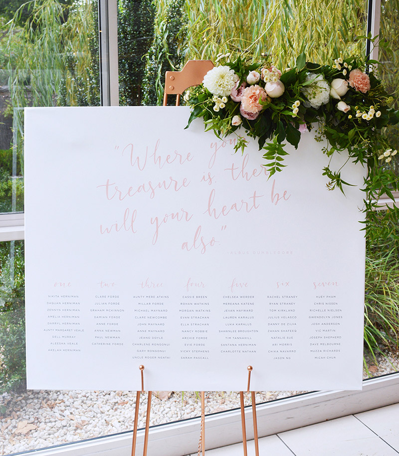 Modern blush calligraphy table seating chart | Something Peach | Melbourne wedding