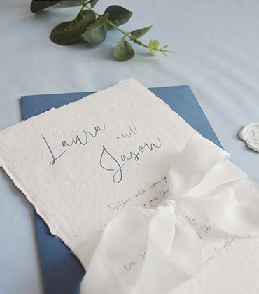 Elegant calligraphy wedding invitation | Deckled edge paper | Wax seal | Something Peach